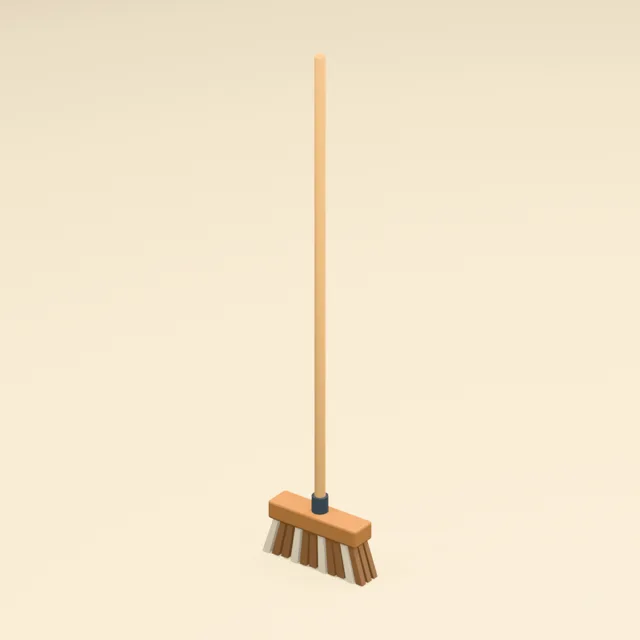 Splayed-bristle household broom