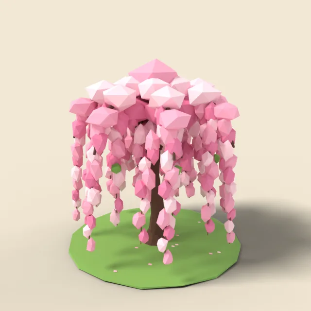 Weeping cherry with pink branches