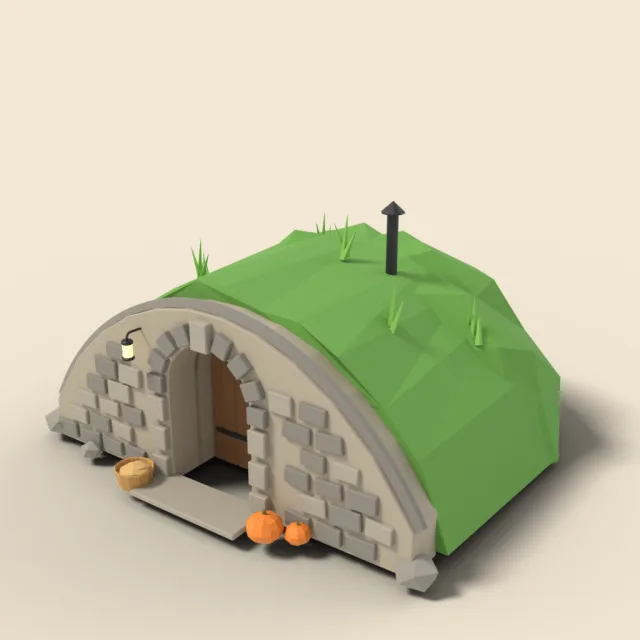 Root cellar entrance in mound