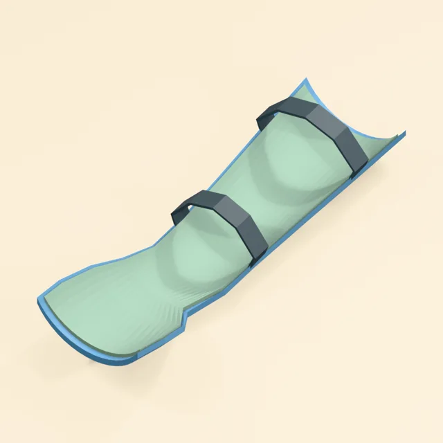 Open resting hand splint with shaped palm thumb notch and retained straps