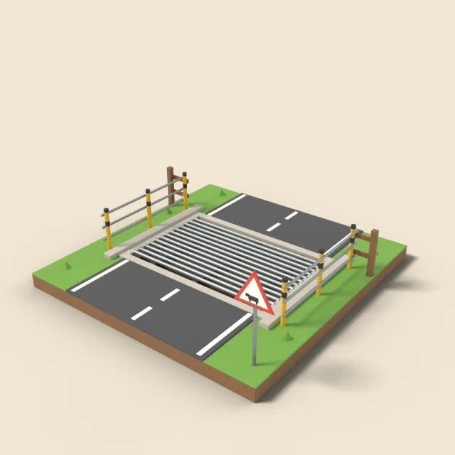 Cattle grid in road
