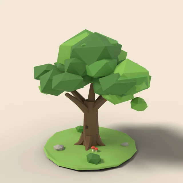 Broad oak tree with full canopy
