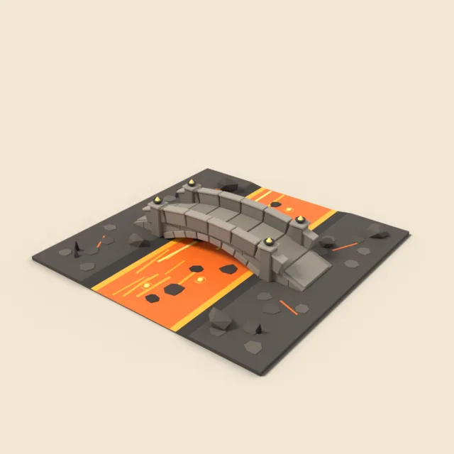 Lava river with stone bridge tile