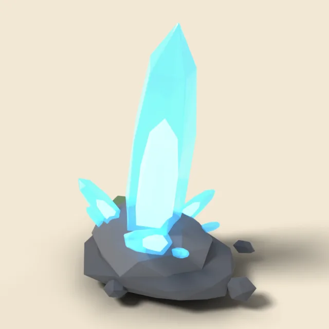 Glowing blue magic crystal shard