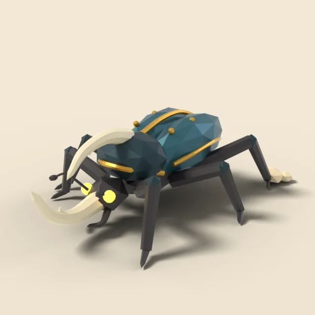 Armored beetle charging