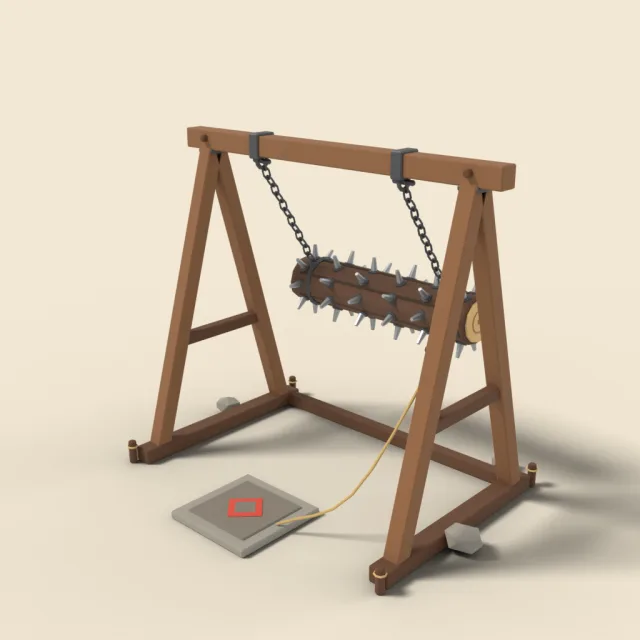 Swinging spiked log trap