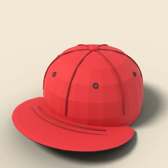 Red baseball cap with curved brim