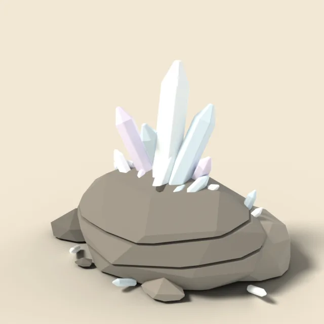 Quartz crystal outcrop on rock
