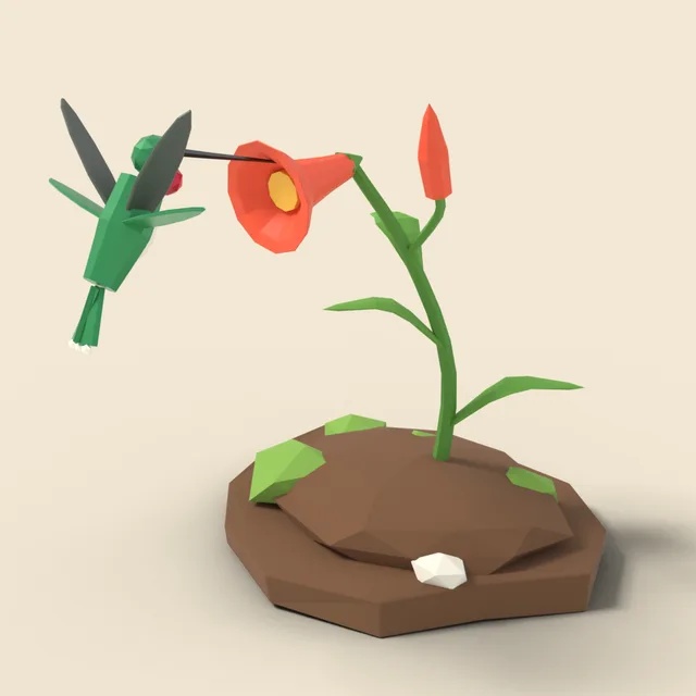 Hovering hummingbird