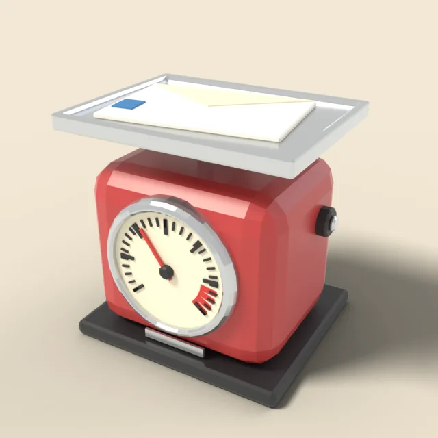 Postal scale with weighing tray
