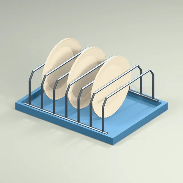 Countertop plate rack with continuous catch tray
