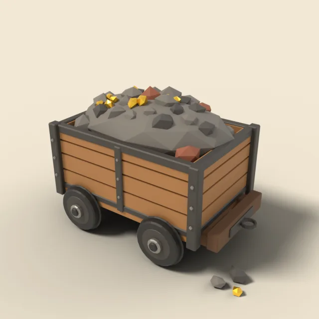 Wooden mine cart full of ore