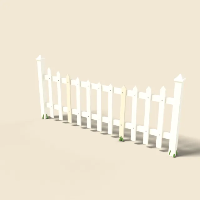 Wooden picket fence segment