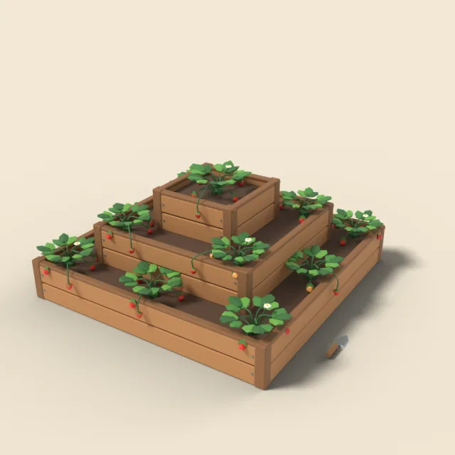 Tiered raised bed with strawberries