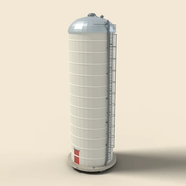 Tall concrete silo with dome