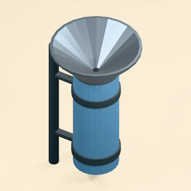Funnel rain gauge on bracketed post with removable dipstick