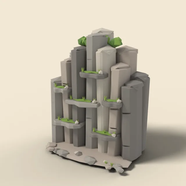 Granite cliff with narrow ledges