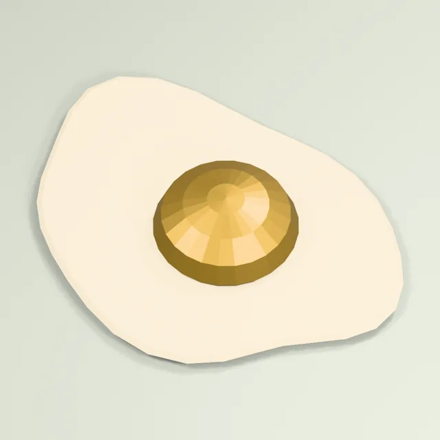 Sunny-side-up fried egg with irregular white and domed yolk