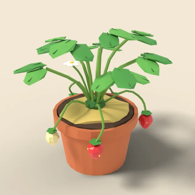 Strawberry plant with berries