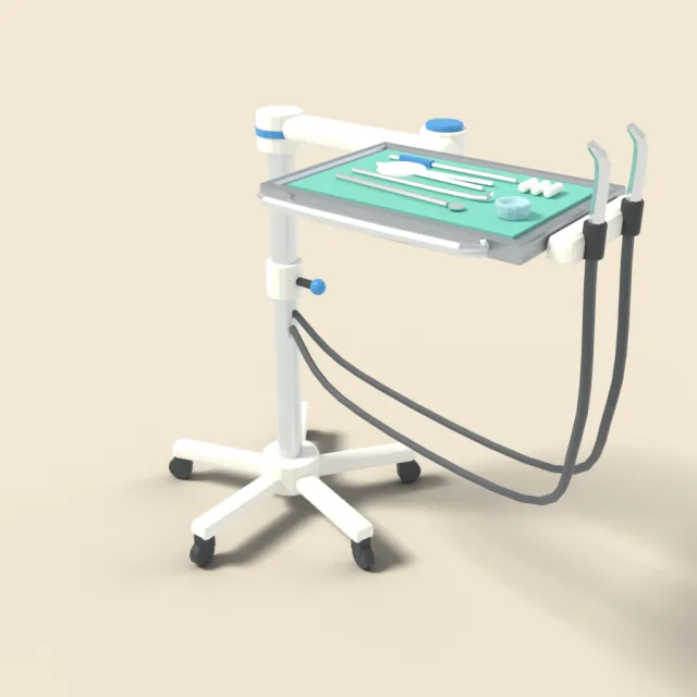 Dental instrument tray on swivel arm