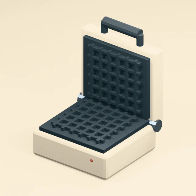 Open clamshell waffle iron