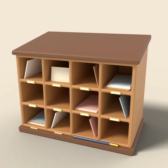 Mail sorter with cubbies