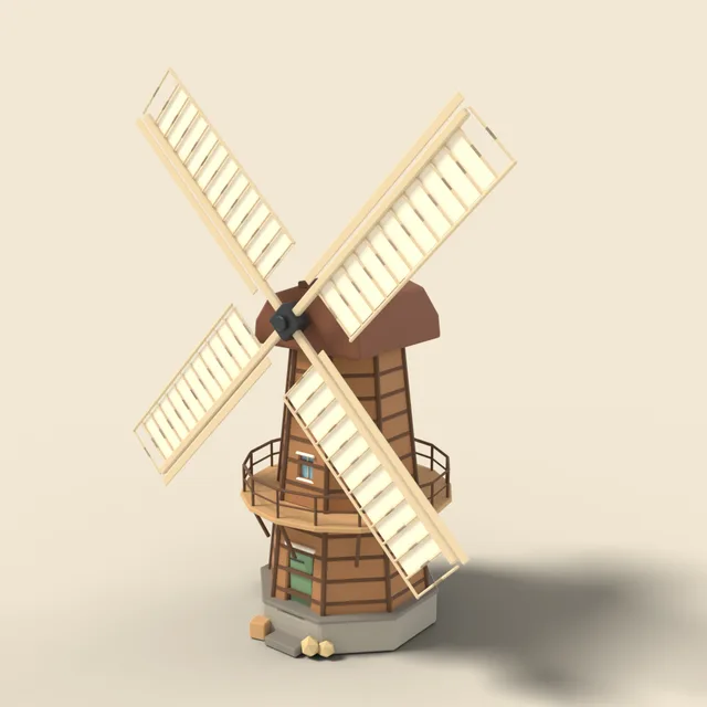 Wooden windmill with four sails
