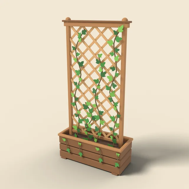 Ivy climbing wooden trellis