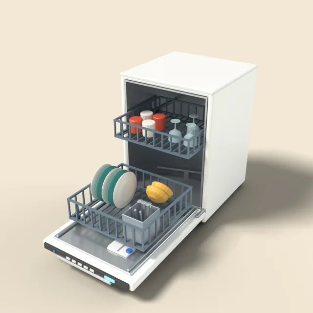 Dishwasher with open rack