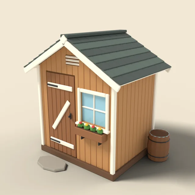 Wooden garden shed with window