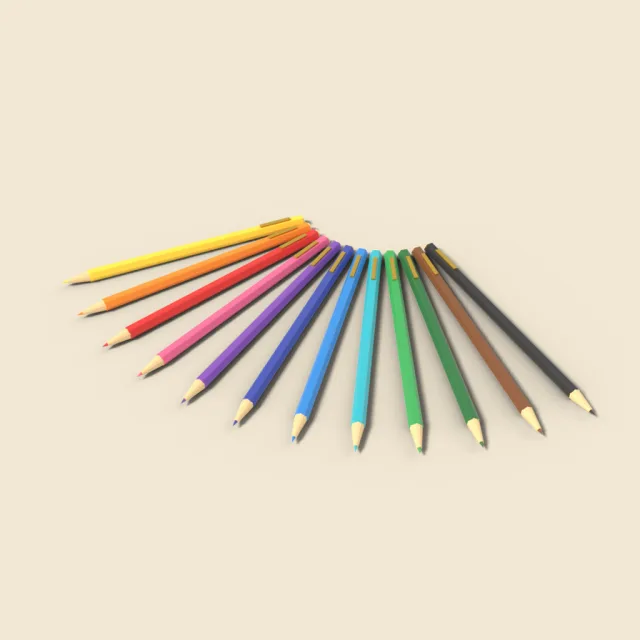 Colored pencil fan of twelve