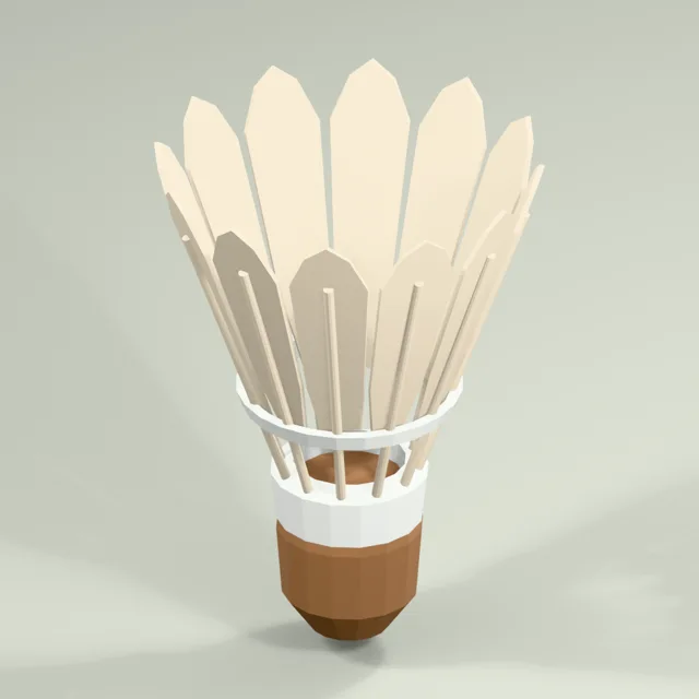 Feather-skirt badminton shuttlecock with contrasting stone presentation