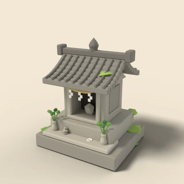 Stone wayside shrine with roof