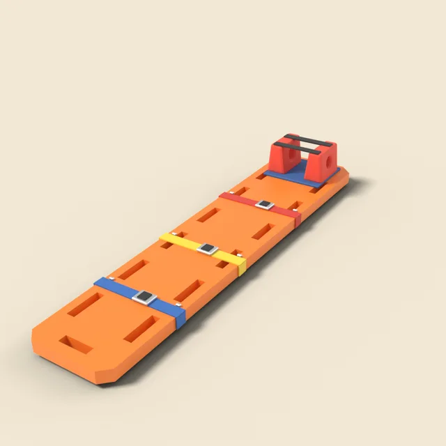Rigid spine board with straps