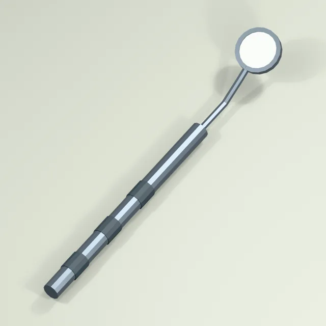 Angled dental inspection mirror with long textured handle
