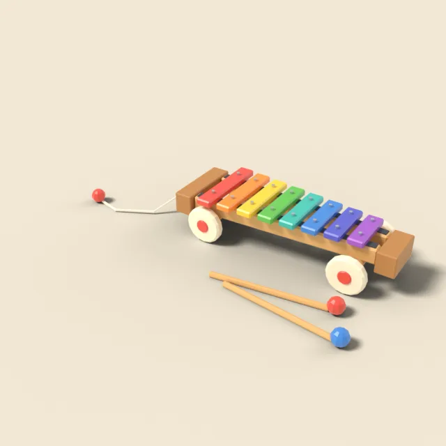 Toy xylophone on wheels