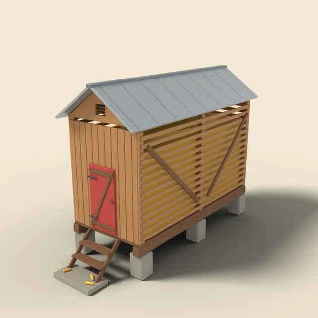 Slatted corn crib