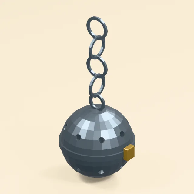 Perforated tea ball with equatorial closure and short chain