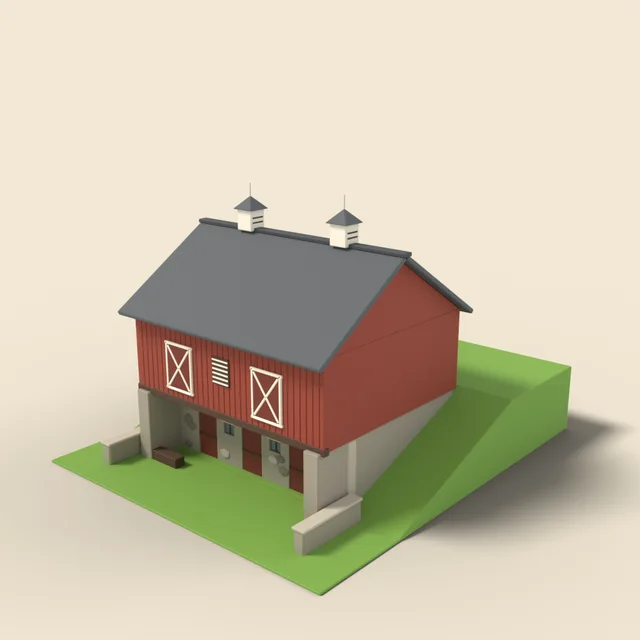 Stone bank barn on slope