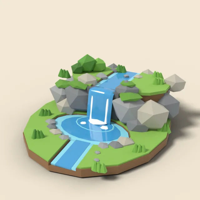 Small rocky creek waterfall