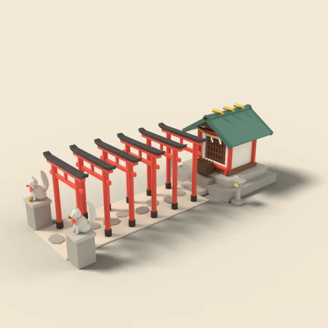 Fox shrine with row of red gates