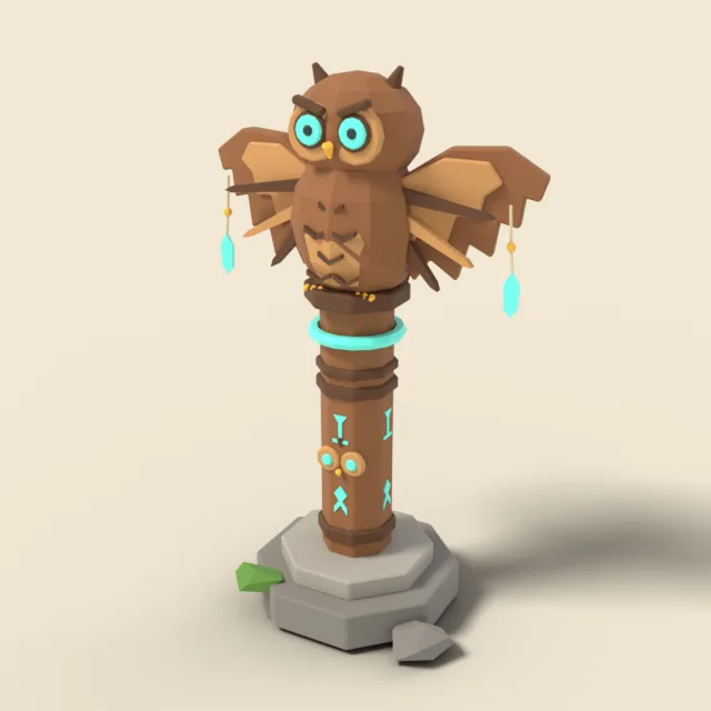 Carved owl spirit totem