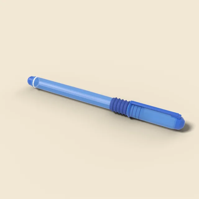 Capped gel pen in translucent blue