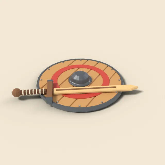 Wooden training sword and shield
