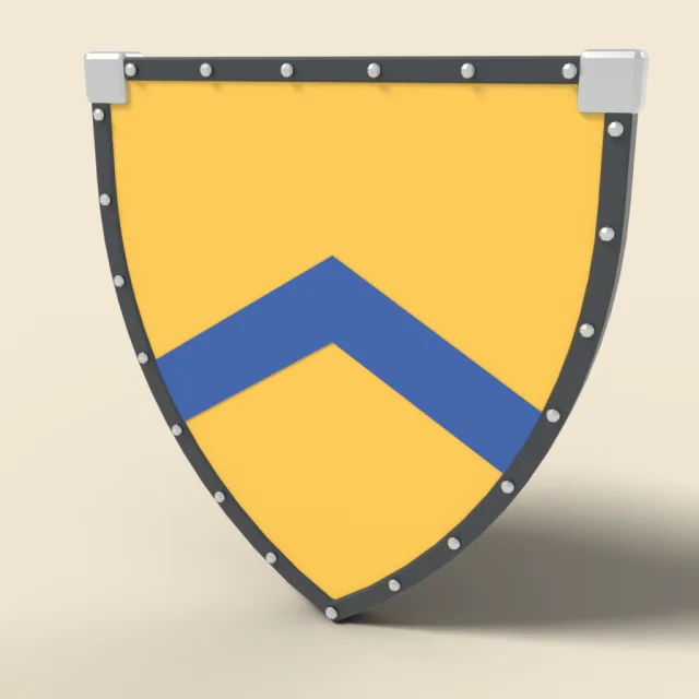 Heater shield with blue chevron