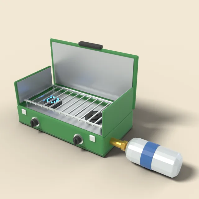 Two-burner green camping stove