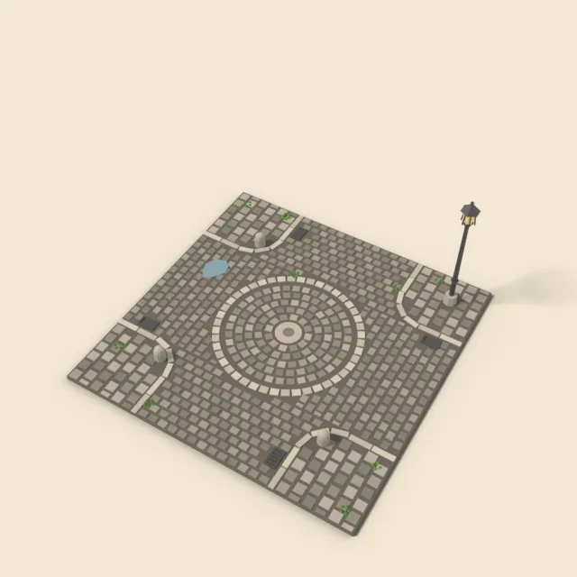Cobblestone crossroads tile