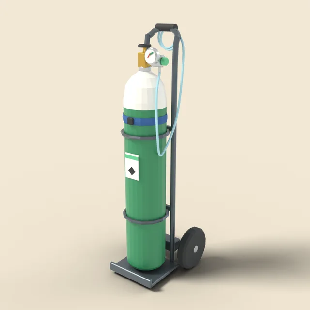 Oxygen cylinder on trolley