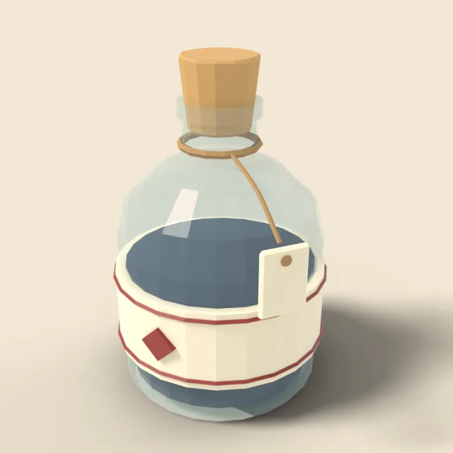Glass ink bottle with cork