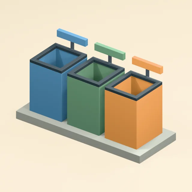 recycling_sort_station_three_open_sorting_bins